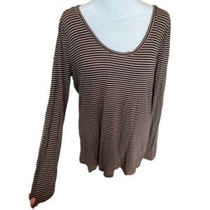 Metaphor Black and Tan soft striped top XL